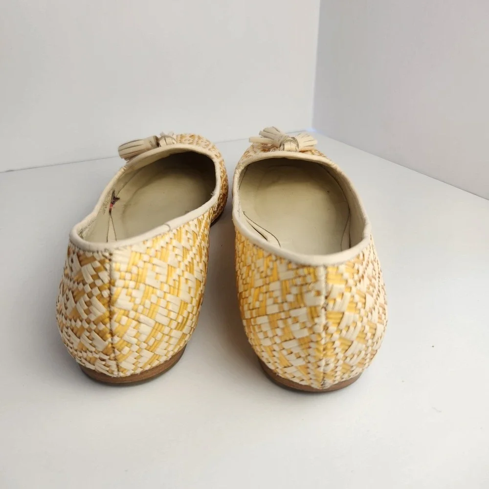 Jack Rogers Worth II Women's Flats Gold Raffia Shoes Size‎ 6M
